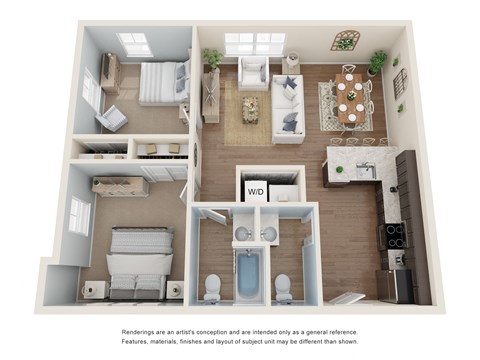 2 Bed 1.5 Bath Floor Plan at Atlantic Pointe, Maine